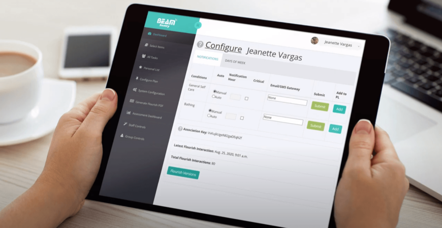 care provider using dashboard to look at patient data